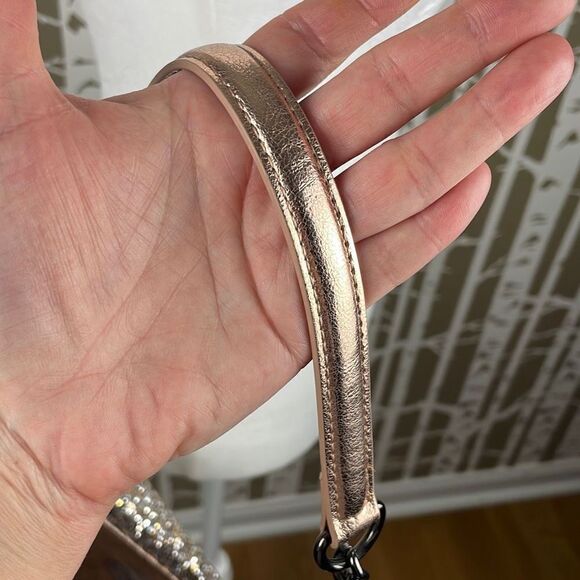 Express Rose Gold and Glitter Fold-over Chain Strap Shoulder Bag Clutch - Picture 4 of 10